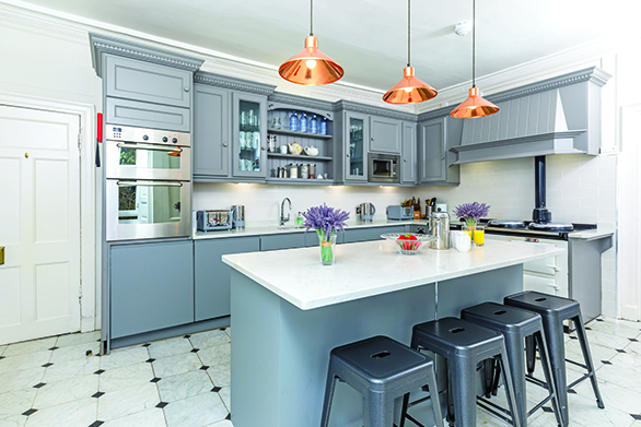 grey quartz countertops and cabinet pairing ideas