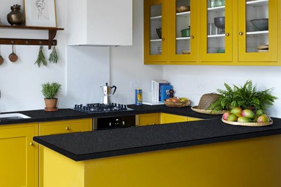 Black Pearl With Yellow Cabinets